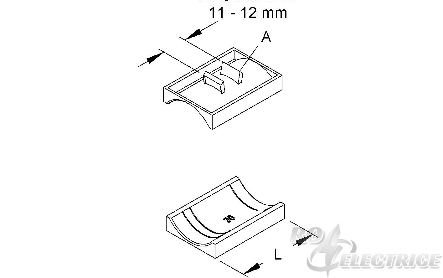Gegenwanne Hammerfuß-Bügelschelle, Kabel-Ø 6-12 mm, Schlitzw. 11-12mm, Kunststoff, Polyethylen