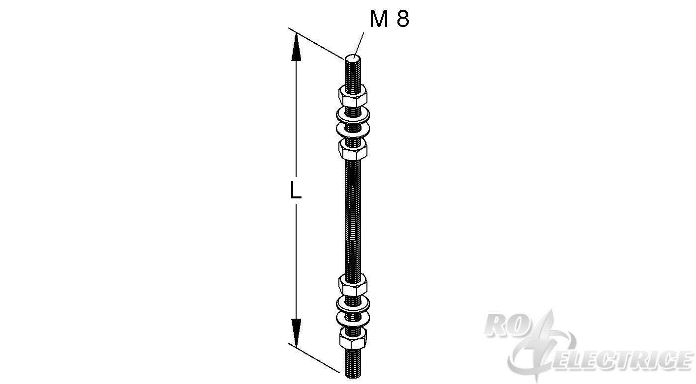 Gewindestab M8, Länge 100 mm, Stahl, gal. verzinkt DIN EN ISO 2081/4042,blaupassiviert, inkl.Zubehör