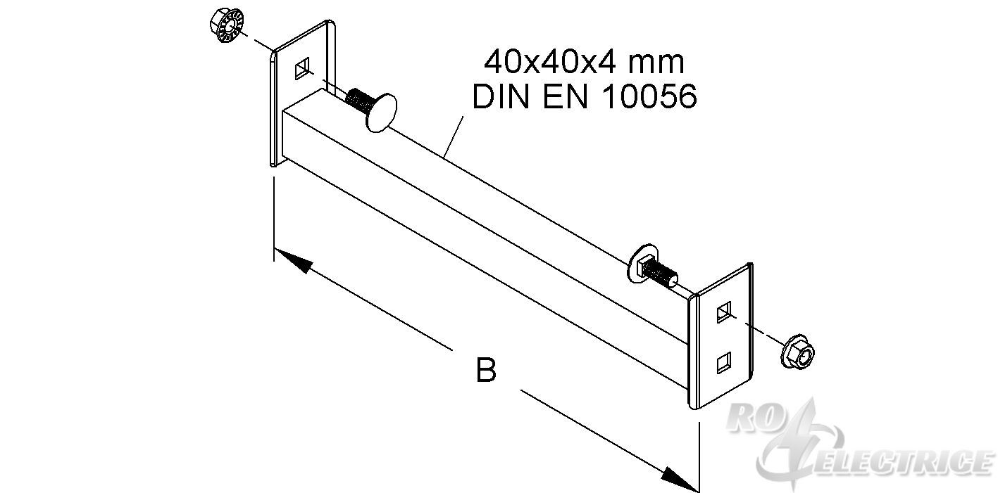 Sprosse für Steigetrasse, 40x40x4 mm, B=1234 mm, 0,75 kN, Stahl, feuerverzinkt DIN EN ISO 1461, inkl. Zubehör