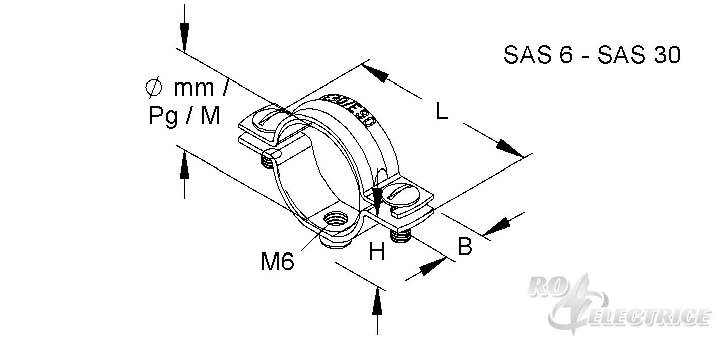 Schraubabstandschelle, für Kabel-Ø 5-6 mm, Stahl, galvanisch verzinkt DIN EN ISO 2081, dickschichtpassiviert