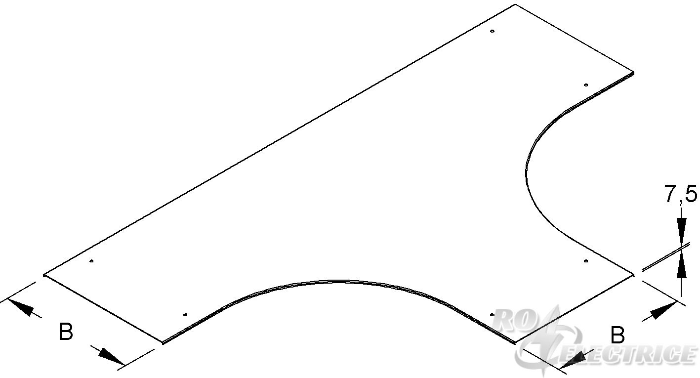 Deckel für T-Stück für WSL/ WRL, Breite 204 mm, mit Drehriegel, Stahl, bandverzinkt DIN EN 10346
