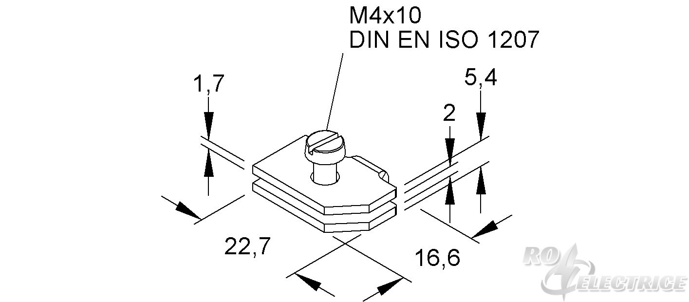 Doppellappen-Gleitmutter mit Zylinderkopfschraube M4x10, Gewinde M4, Stahl, galvanisch verzinkt DIN EN ISO 2081/4042, bl