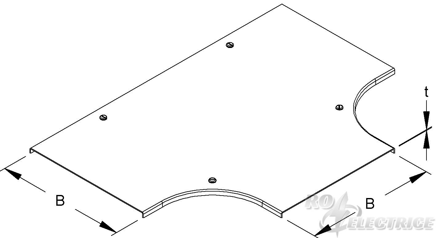 Deckel für T-Stück für KR, Breite 105 mm, t=2,0 mm, mit Drehriegel, Stahl, bandverzinkt DIN EN 10346
