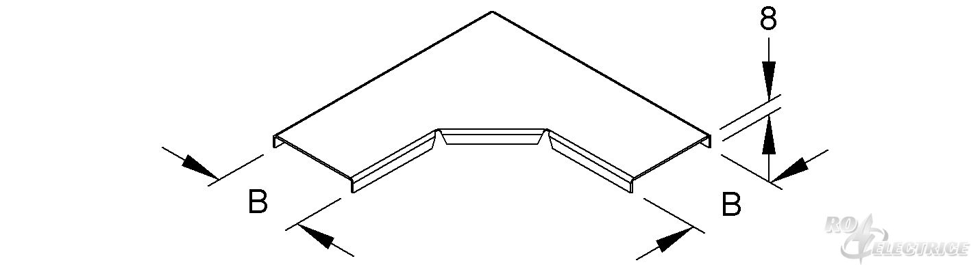 Deckel für Bogen 90° für Mini-KR, Breite 54 mm, Stahl, bandverzinkt DIN EN 10346