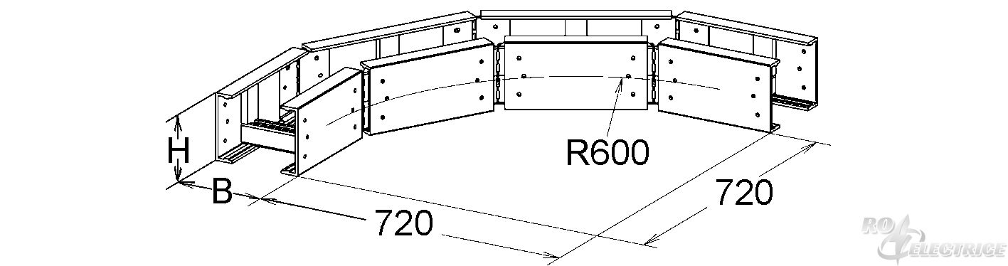 GFK-Bogen, groß, 150x300 mm, mit gelochten Sprossen, Polyester glasfaserverstärkt, pultrudiert, RAL 7032, kieselgrau