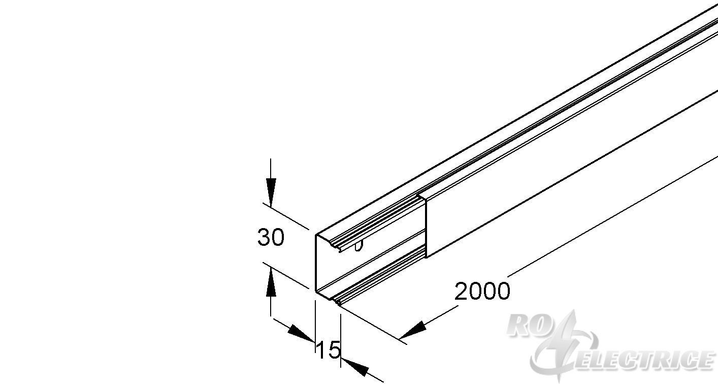 Mini-Leitungsschutzkanal mit Deckel, 16x30x2000 mm, mit Bodenlochung, Stahl, bandverzinkt DIN EN 10346