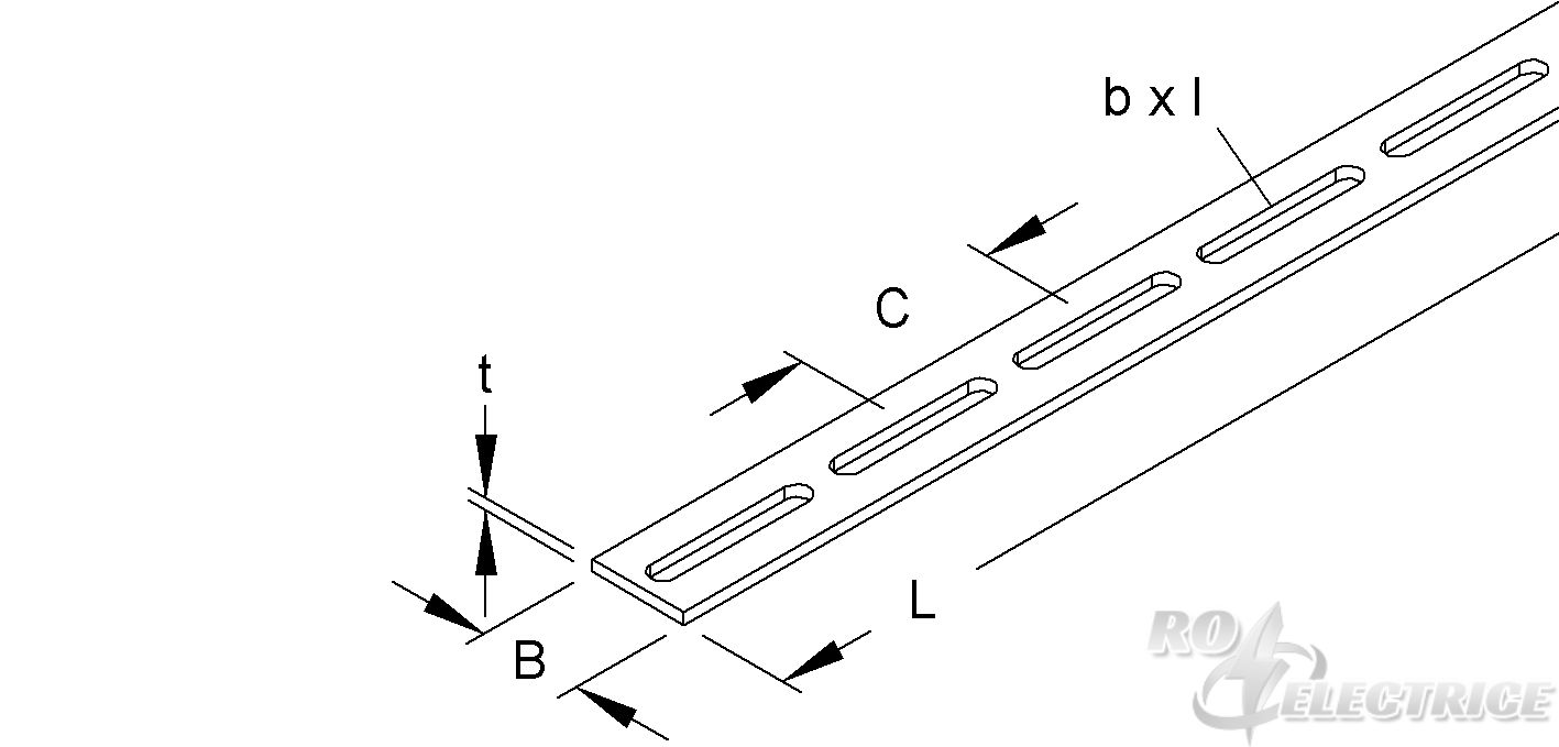 Schlitzbandeisen, Breite 40 mm, t=8,0 mm, Länge 3000 mm, Stahl, feuerverzinkt DIN EN ISO 1461