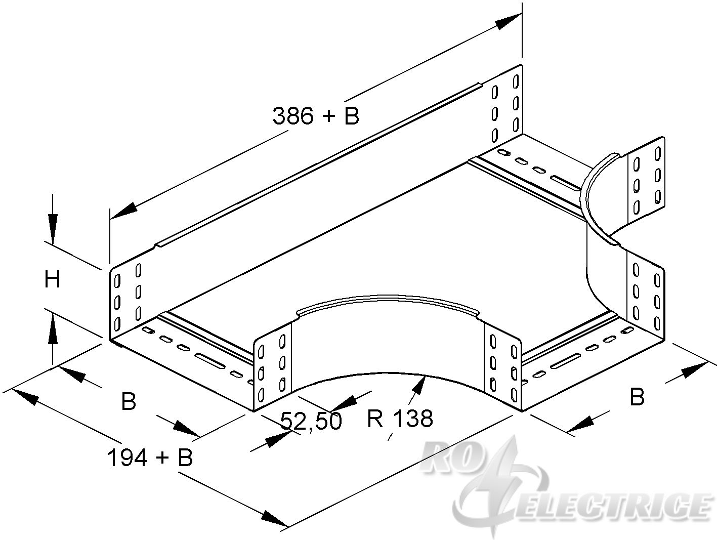 T-Stück für KR, 85x302 mm, mit ungelochten Seitenholmen, Stahl, feuerverzinkt DIN EN ISO 1461, inkl. Zubehör