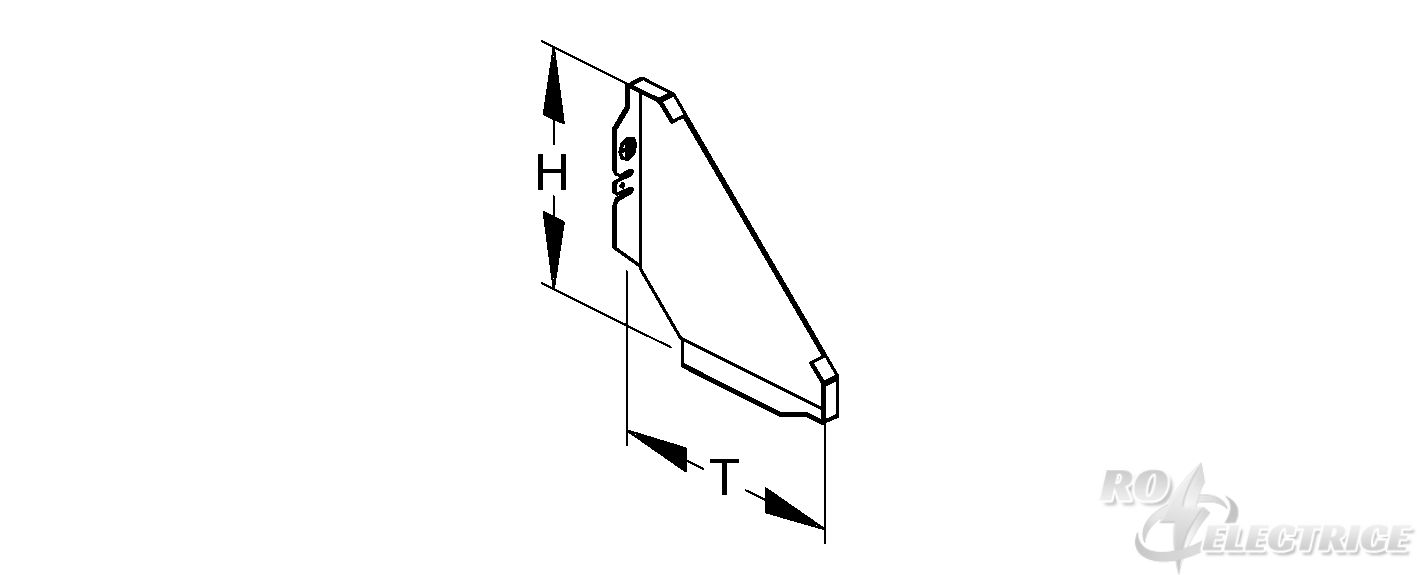 Endabschlussdeckel für Pultkanal, Höhe 117, Tiefe 117 mm, Stahl, bandverzinkt DIN EN 10346