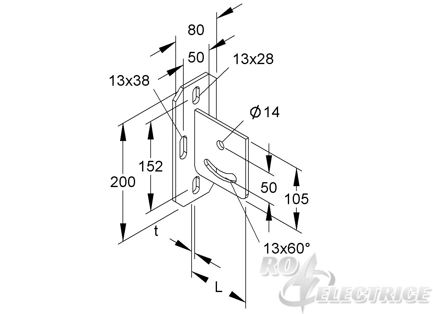 Schraubkopfplatte für Profil U 50, horizontal, verstellbar, Stahl, feuerverzinkt DIN EN ISO 1461, inkl. Zubehör
