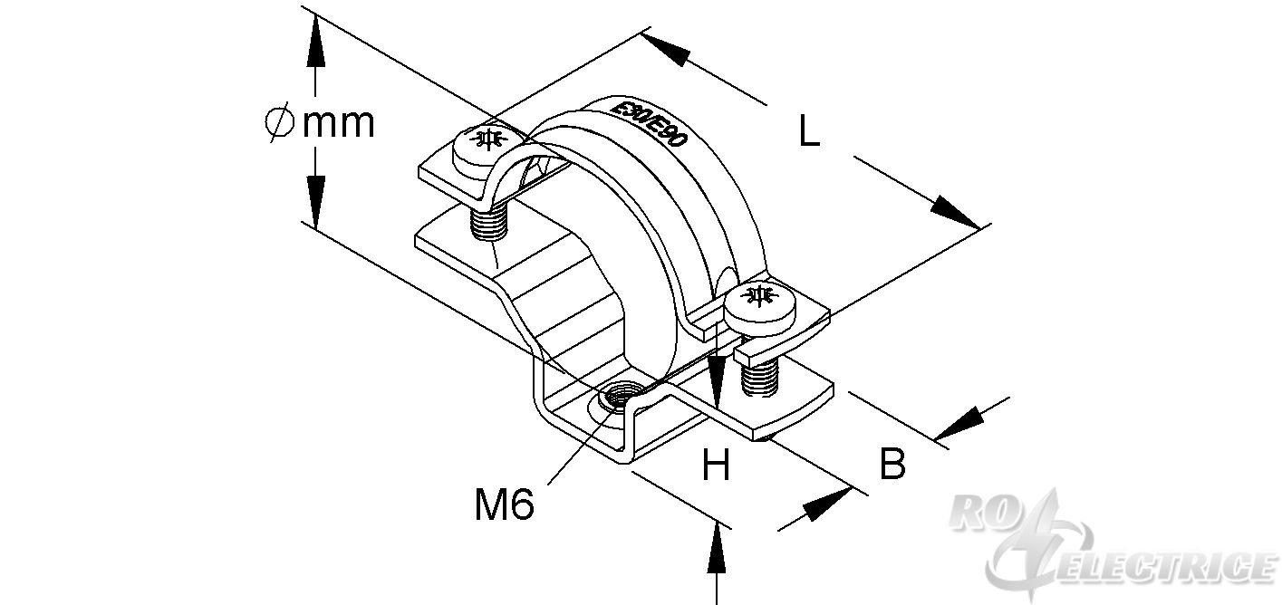 Rohr- und Kabelabstandschelle, Kabel-Ø 15-19 mm, Anschlussinnengew. M6, Stahl, feuerverzinkt DIN EN ISO 1461