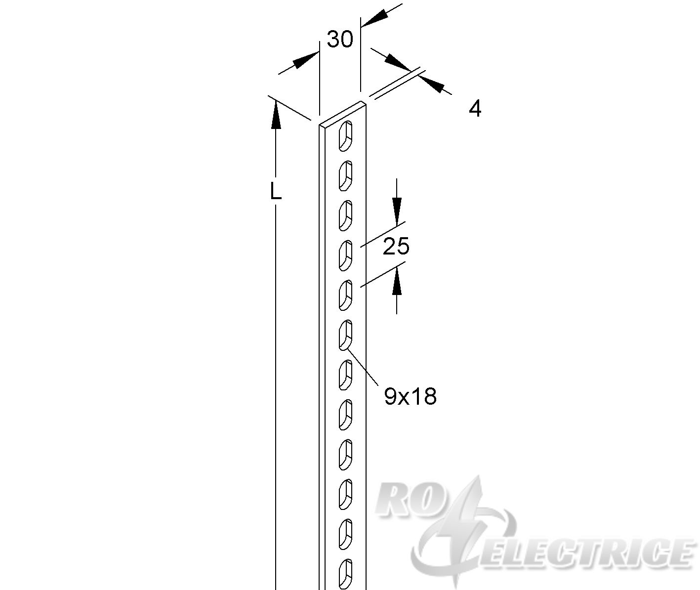 Gitterrinnen-Tragstab, Länge 3000 mm, Stahl, feuerverzinkt DIN EN ISO 1461