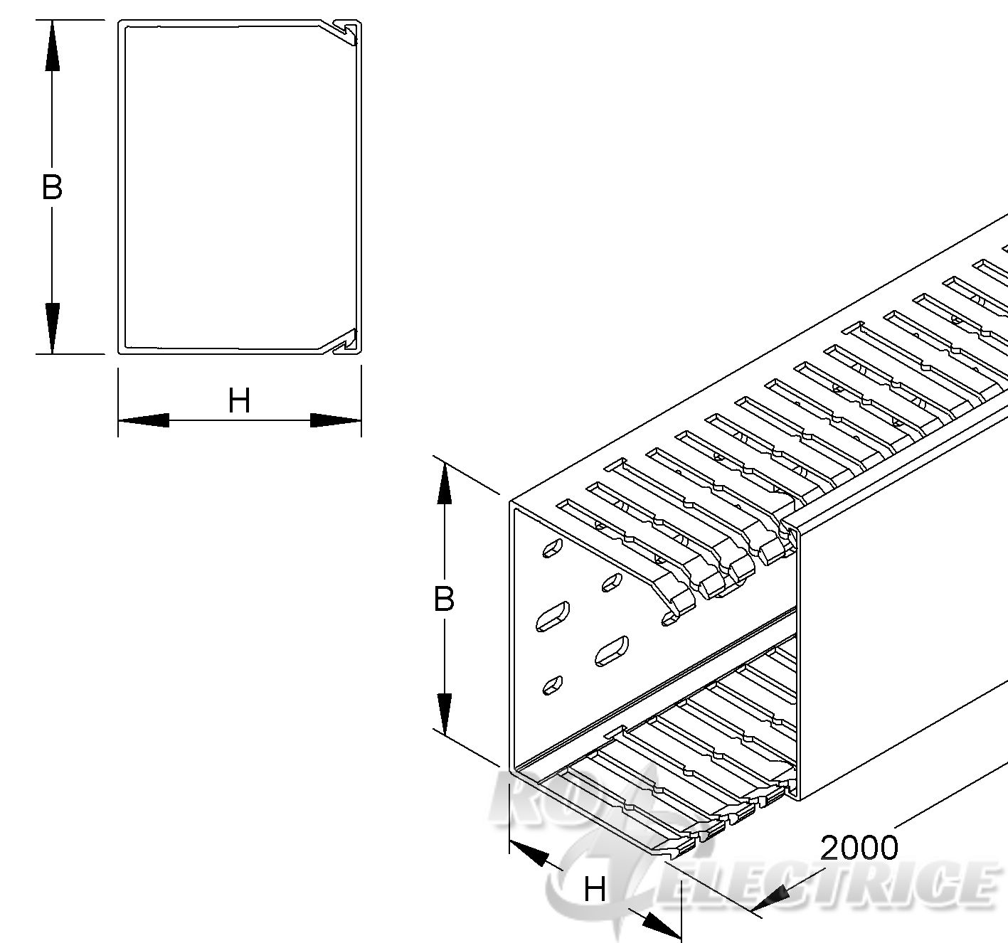 Verdrahtungskanal mit Deckel, nach DIN EN 50085-2-3, 75x125 mm, Kunststoff. PVC-hart, verpackt zu 24 Meter