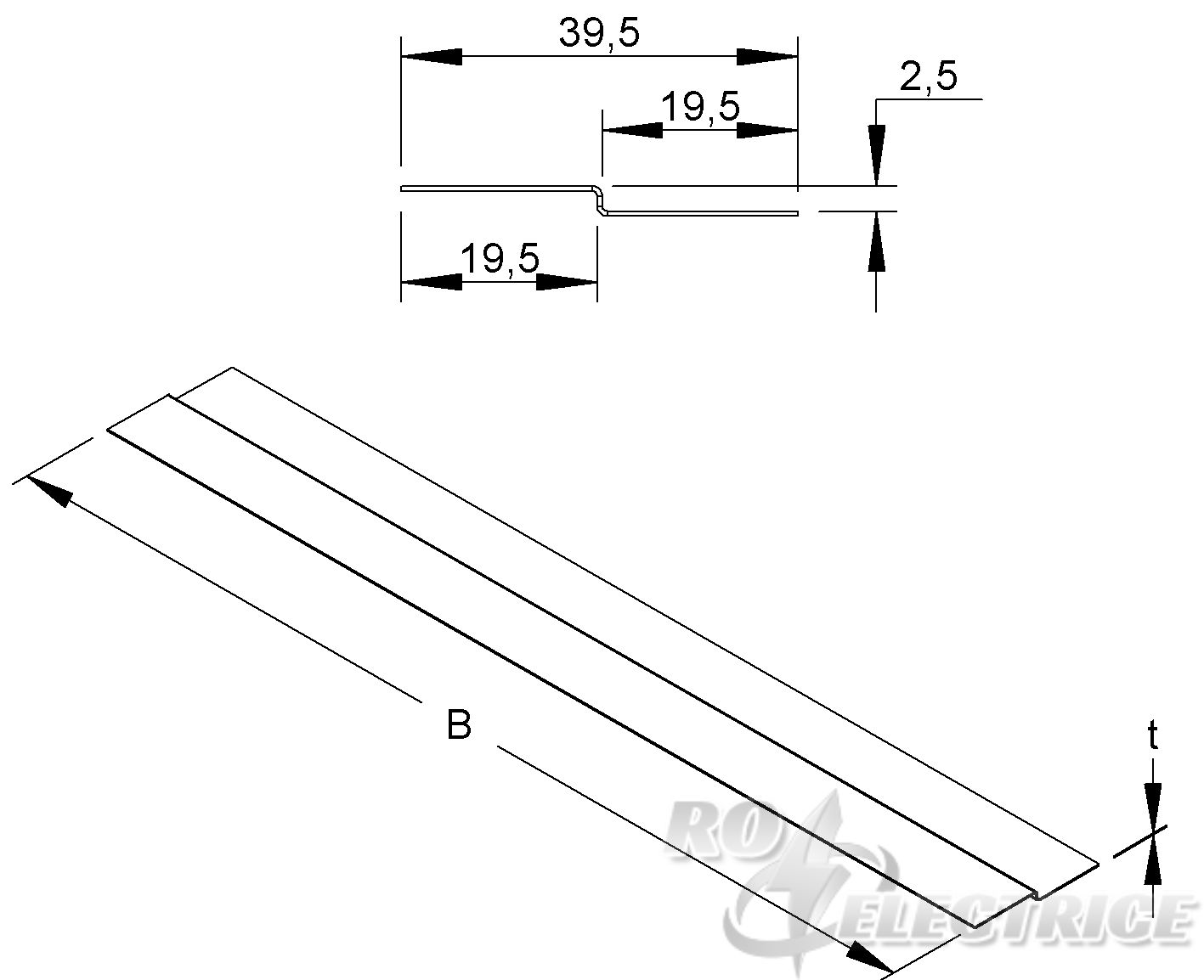 Deckelstoßleiste, Z-Form 40X175 mm, t=0,5 mm, Stahl, bandverzinkt DIN EN 10346