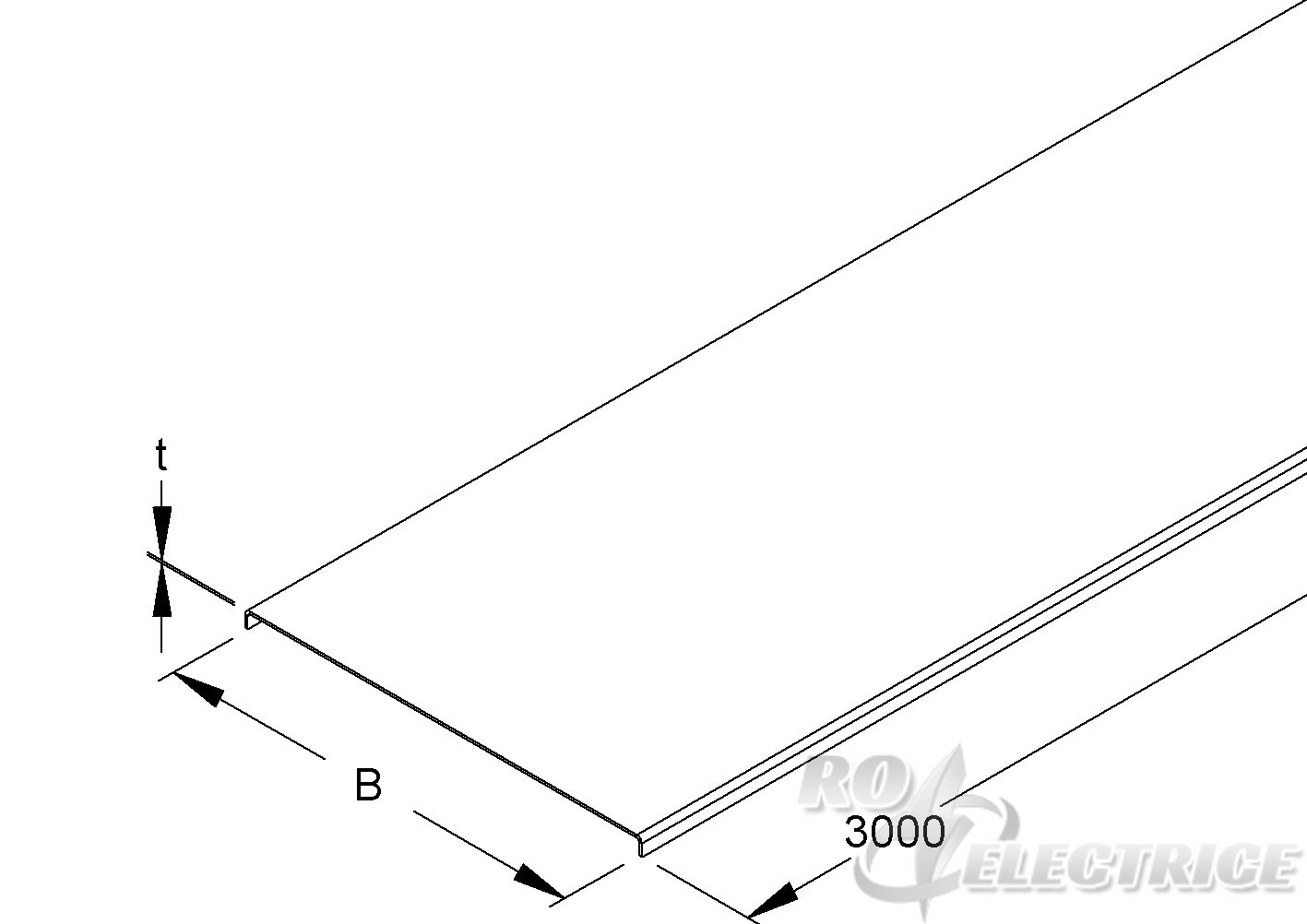 Deckel für Kabelrinne, 105x3000 mm, t=2,0 mm, Stahl, bandverzinkt DIN EN 10346