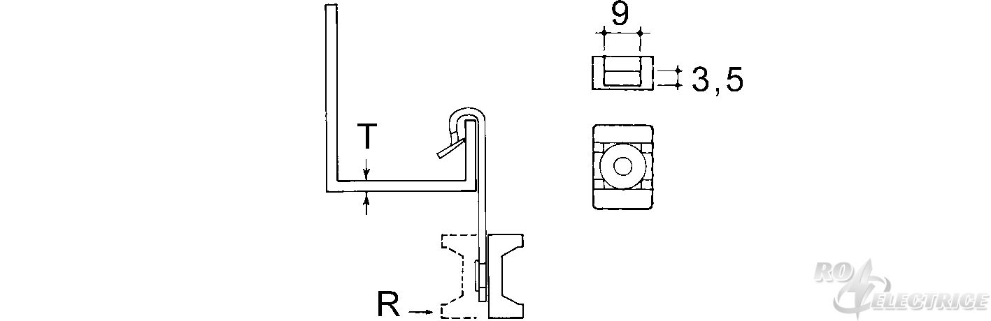 E-KLIPS, Flanschkralle mit Anschlussstück, t=1,5-5 mm, Stahl, mechanisch verzinkt/passiviert, Kunststoff PA