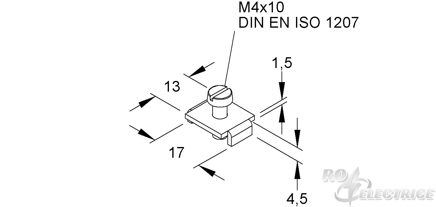 U-Gleitmutter mit Zylinderkopfschraube, Gewinde M4x10mm, H=4,5 mm, Stahl, galvanisch verzinkt DIN EN ISO 2081/4042, dick