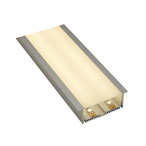 GLENOS ALU RECESSED PROFILE with cover, alu anodized, 2m