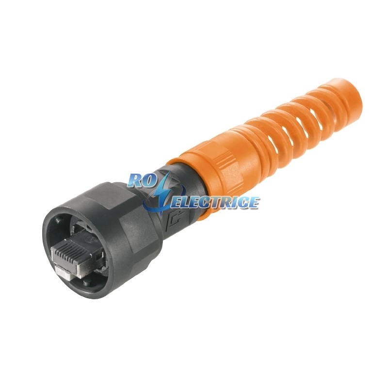 IE-PS-V01P-RJ45-FH-BP; RJ45 plug, no tools required, Variant 1 metal, with kink prevention, Cat.6A / Class EA (ISO/IEC 11801 201