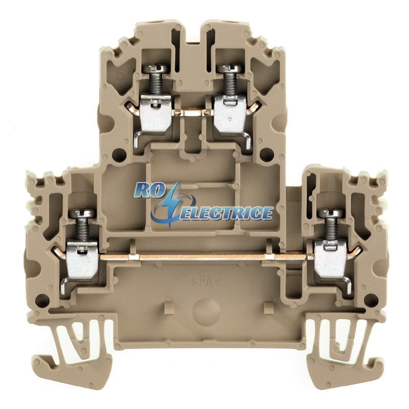 WDK 2.5N; W-Series, Double-tier terminal, Rated cross-section: 2.5 mm?, Screw connection, Direct mounting, Beige