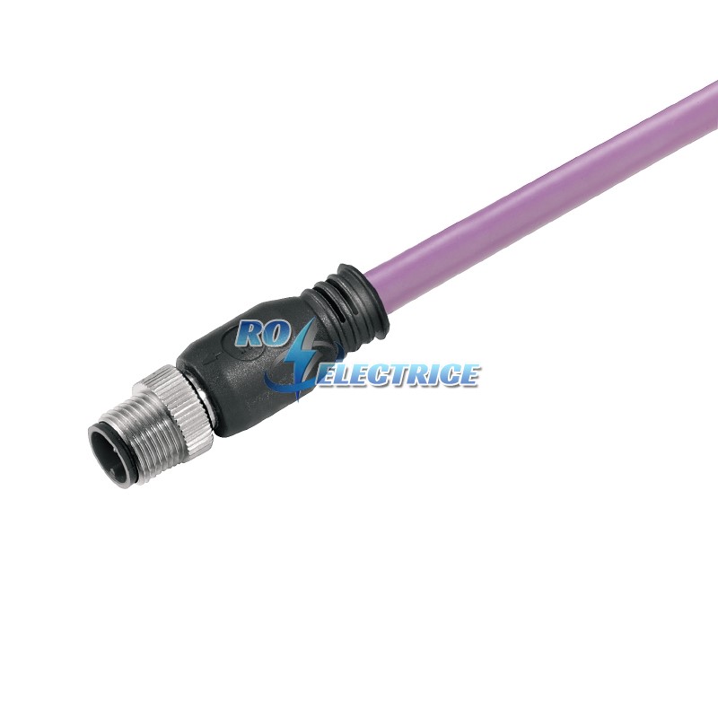 SAIL-M12G-PB-1.5E; Bus line, One end without connector, M12, No. of poles: 2, 1.5 m, pin, straight, shielded: Yes, LED: No, Sheath material: PVC, Halo