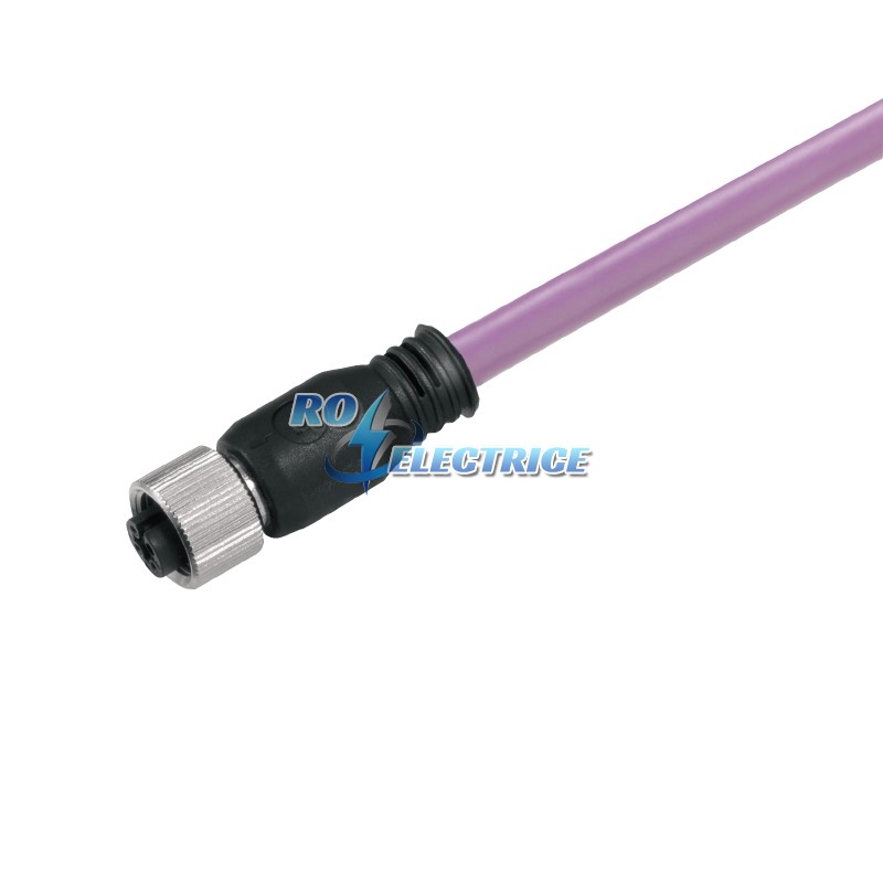 SAIL-M12BG-PB-1.5E; Bus line, One end without connector, M12, No. of poles: 2, 1.5 m, Female socket, straight, shielded: Yes, LED: No, Sheath material
