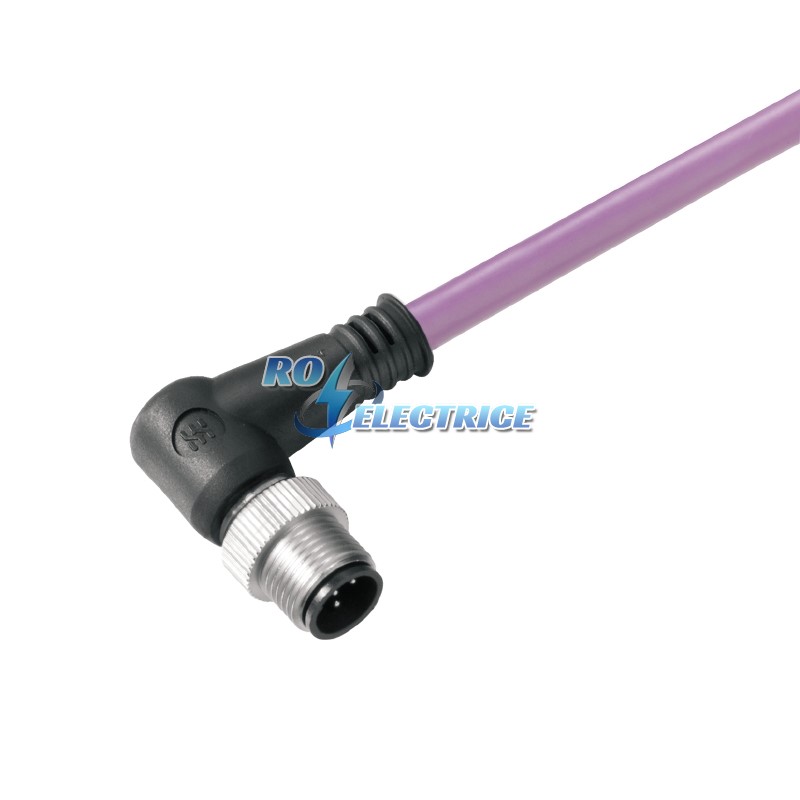 SAIL-M12W-PB-1.5E; Bus line, One end without connector, M12, No. of poles: 2, 1.5 m, pin, 90?, shielded: Yes, LED: No, Sheath material: PVC, Halog