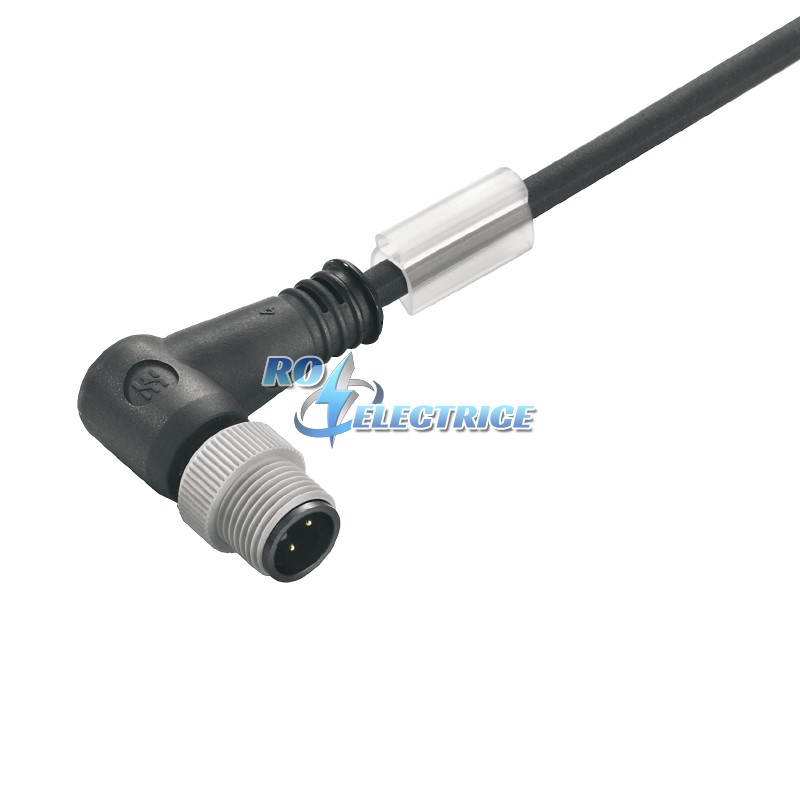 SAIP-M12W-3-1.5U; Sensor/actuator line, One end without connector, M12, No. of poles: 3, 1.5 m, pin, 90?, shielded: No, LED: No, Sheath material: 