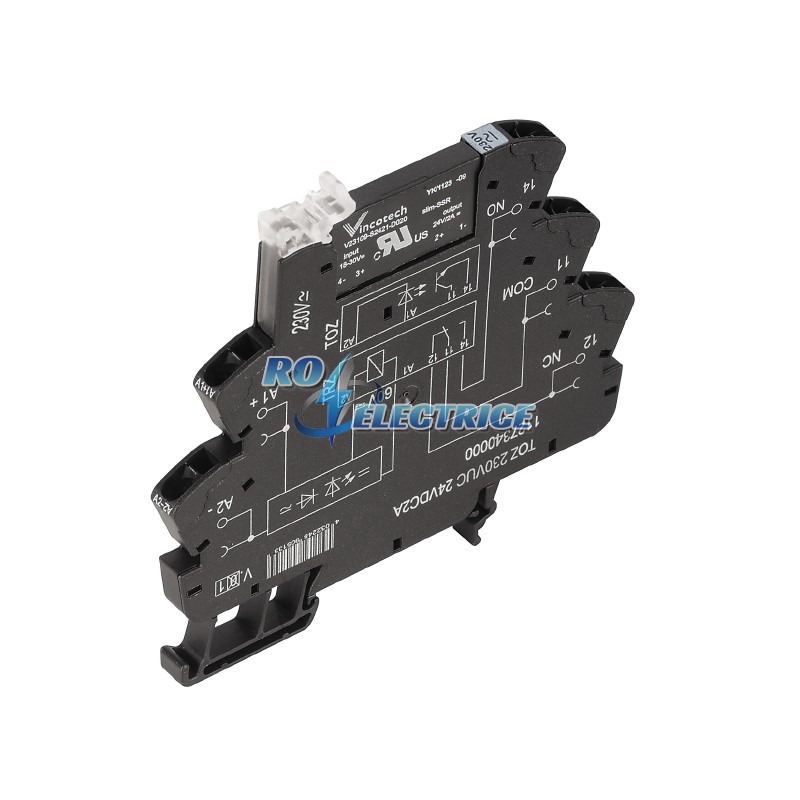 TOZ 230VUC 24VDC2A; TERMSERIES, Solid-state relay, Rated control voltage: 230 V UC ?10% , Rated switching voltage: 3...33 V DC, Rated switching curren