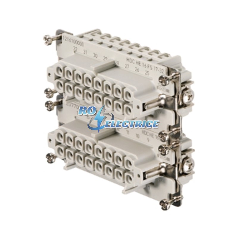HDC HE 16 FS  17-32; HDC insert, Female, 500 V, 16 A, No. of poles: 16, Screw connection, Size: 6