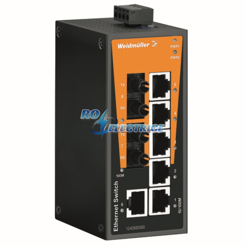 IE-SW-BL08-6TX-2ST; Network switch, unmanaged, Fast Ethernet, Number of ports: 6x RJ45, 2 * ST Multi-mode, IP 30, -10 ?C...+60 ?C