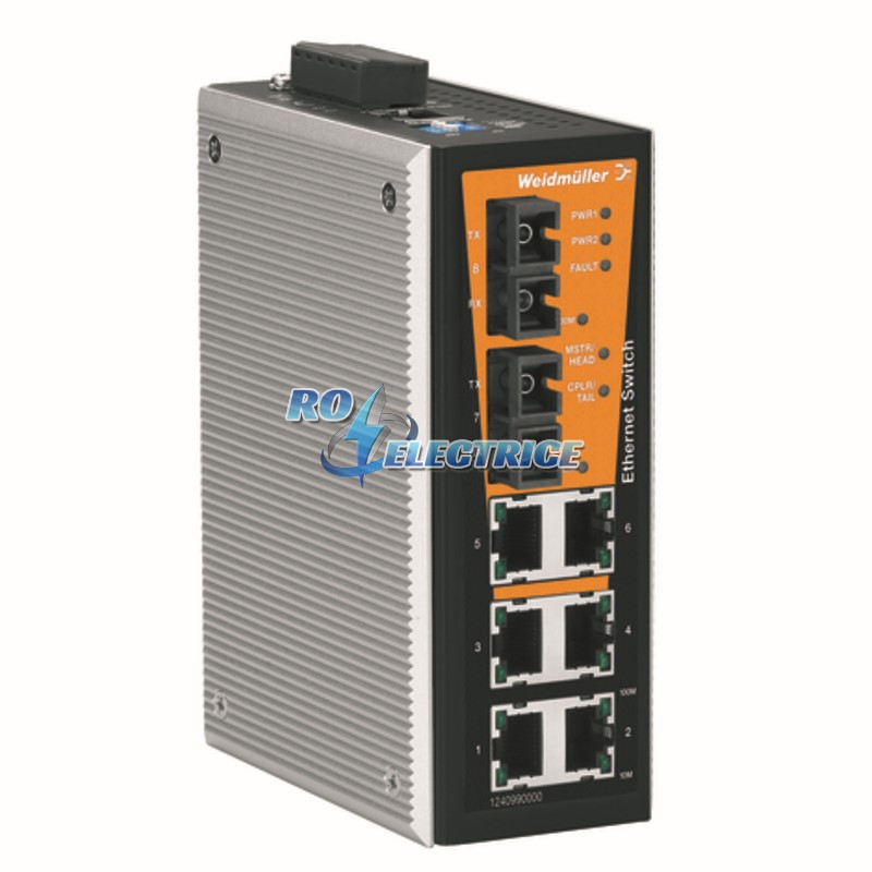 IE-SW-VL08MT-6TX-2ST; Network switch, managed, Fast Ethernet, Number of ports: 6x RJ45, 2 * ST Multi-mode, IP 30, -40 ?C...+75 ?C