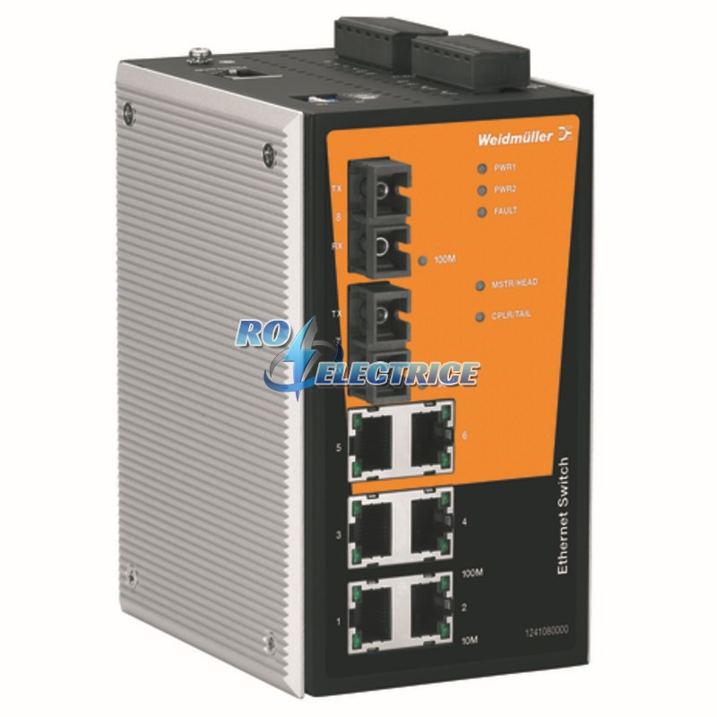 IE-SW-PL08M-6TX-2ST; Network switch, managed, Fast Ethernet, Number of ports: 6x RJ45, 2 * ST Multi-mode, IP 30, 0 ?C...+60 ?C
