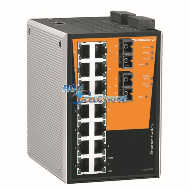 IE-SW-PL16M-14TX-2SC; Network switch, managed, Fast Ethernet, Number of ports: 14x RJ45, 2 * SC Multi-mode, IP 30, 0 ?C...+60 ?C