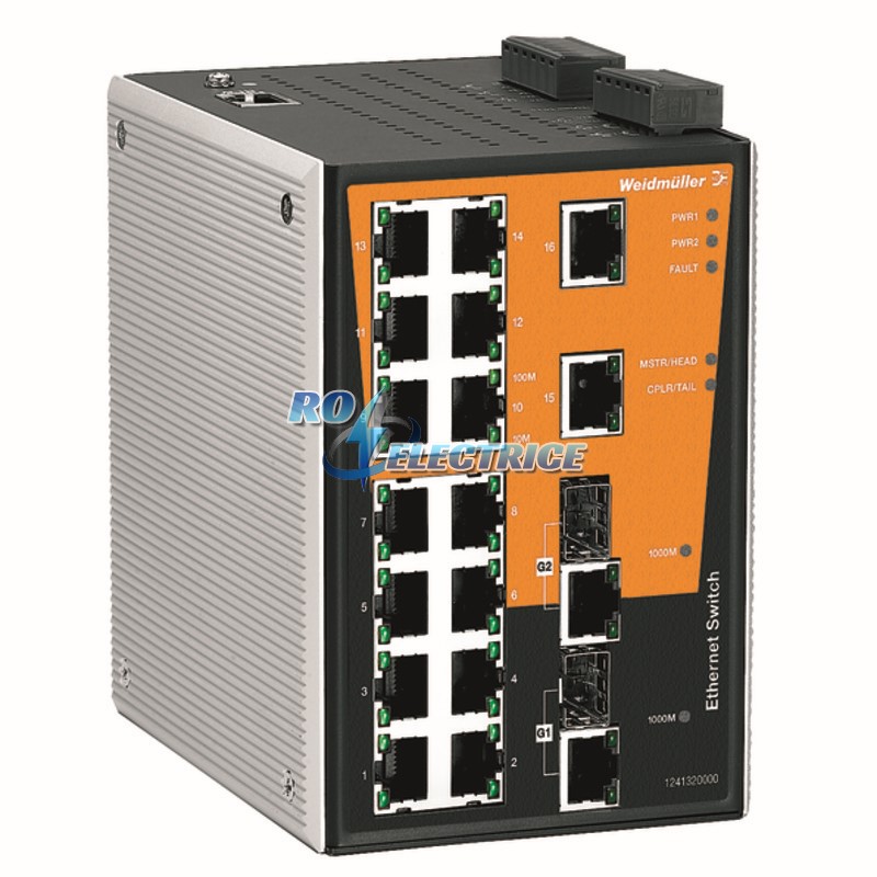 IE-SW-PL18M-2GC-16TX; Network switch, managed, Gigabit Ethernet, Number of ports: 16 * RJ45 10/100BaseT(X), 2 * combo-ports (10/100/1000BaseT(X) or 10