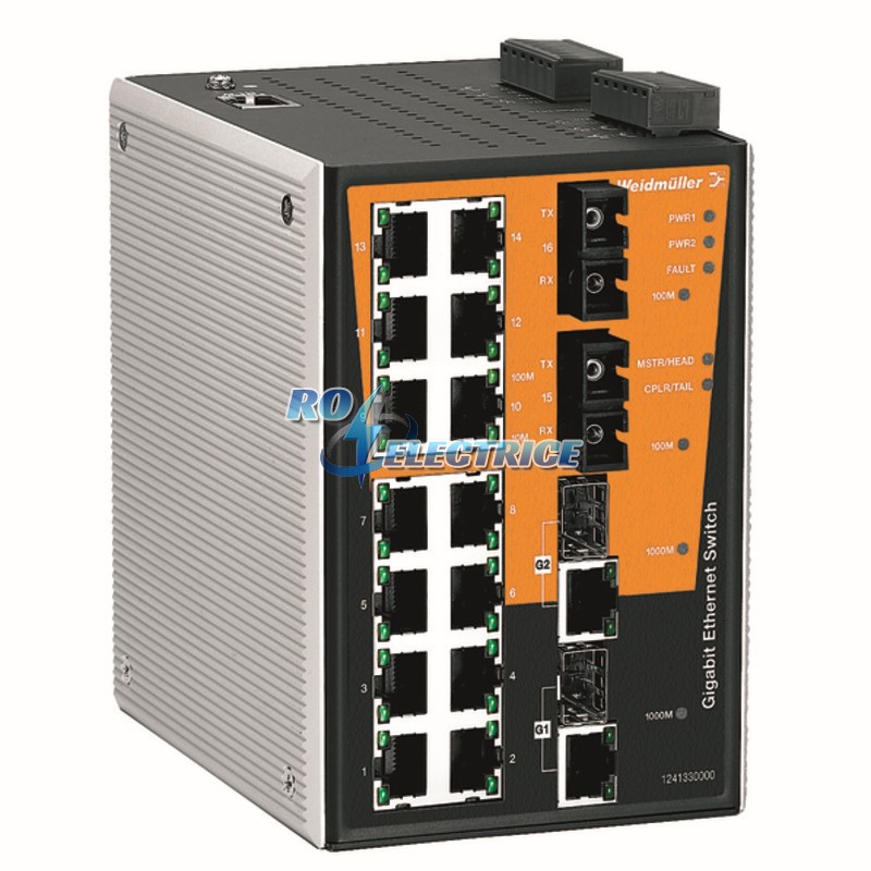IE-SW-PL18M-2GC14TX2SC; Network switch, managed, Gigabit Ethernet, Number of ports: 14 * RJ45 10/100BaseT(X), 2 * SC Multi-mode 100FX, 2 * combo-ports