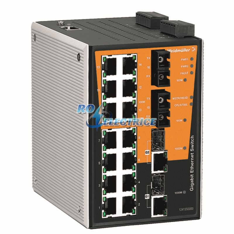 IE-SW-PL18M-2GC14TX2SCS; Network switch, managed, Gigabit Ethernet, Number of ports: 14 * RJ45 10/100BaseT(X), 2 * SC Single-mode, 2 * combo-ports (10
