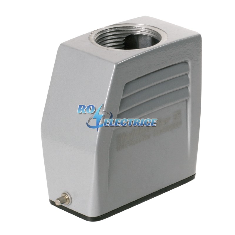 HDC 15A TOLU 1PG21G; HDC enclosures, Size: 2, Protection degree: IP 65, Cable entry from top, Plug housing, End-locking clamp, lower side, high, Size 
