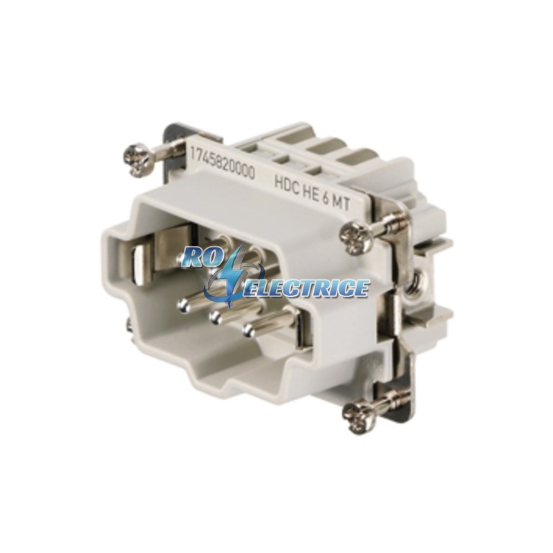 HDC HE 6 MT; HDC insert, Male, 500 V, 24 A, No. of poles: 6, Tension clamp connection, Size: 3