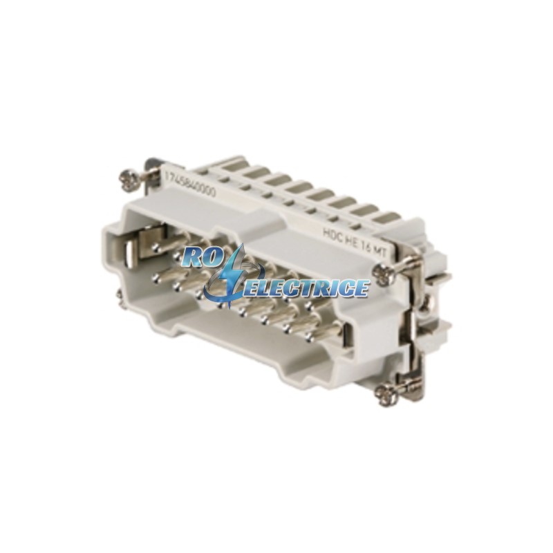 HDC HE 16 MT; HDC insert, Male, 500 V, 16 A, No. of poles: 16, Tension clamp connection, Size: 6