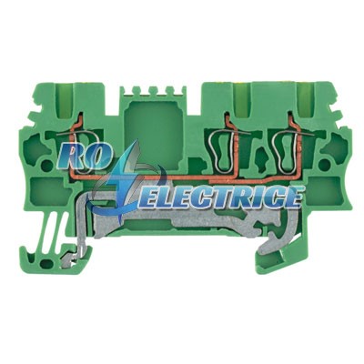 ZPE 1.5/3AN; Z-series, PE terminal, Rated cross-section: Tension clamp connection, Wemid, green / yellow, Direct mounting