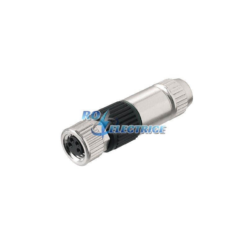SAIB-4-IDC-M8 small; Sockets prefabricated to customer spec., Plugs prefabricated to customer spec., M8, Female socket, straight