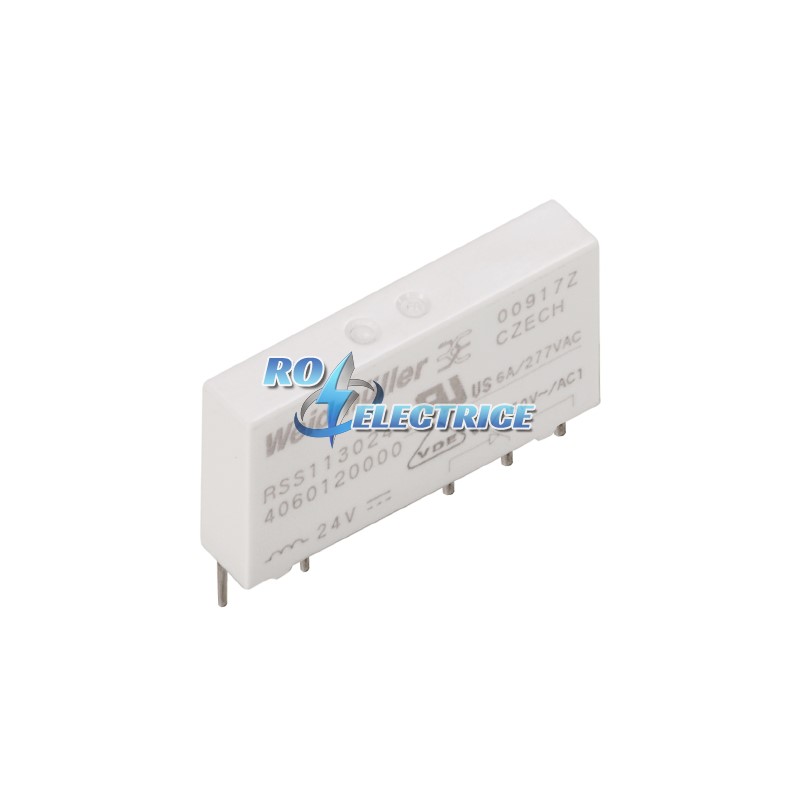 RSS113024 24VDC-REL1U; TERMSERIES, Relais, No. of contacts: 1, CO contact, AgNi, Rated control voltage: 24 V DC, Continuous current: 6 A, Plug-in conn