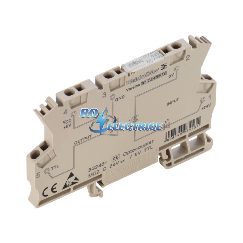 MCZ O 24VDC; MCZ SERIES, Solid-state relay, Rated control voltage: 24 V DC +/-16 % , Rated switching voltage: 5 V TTL, Tension clamp connection