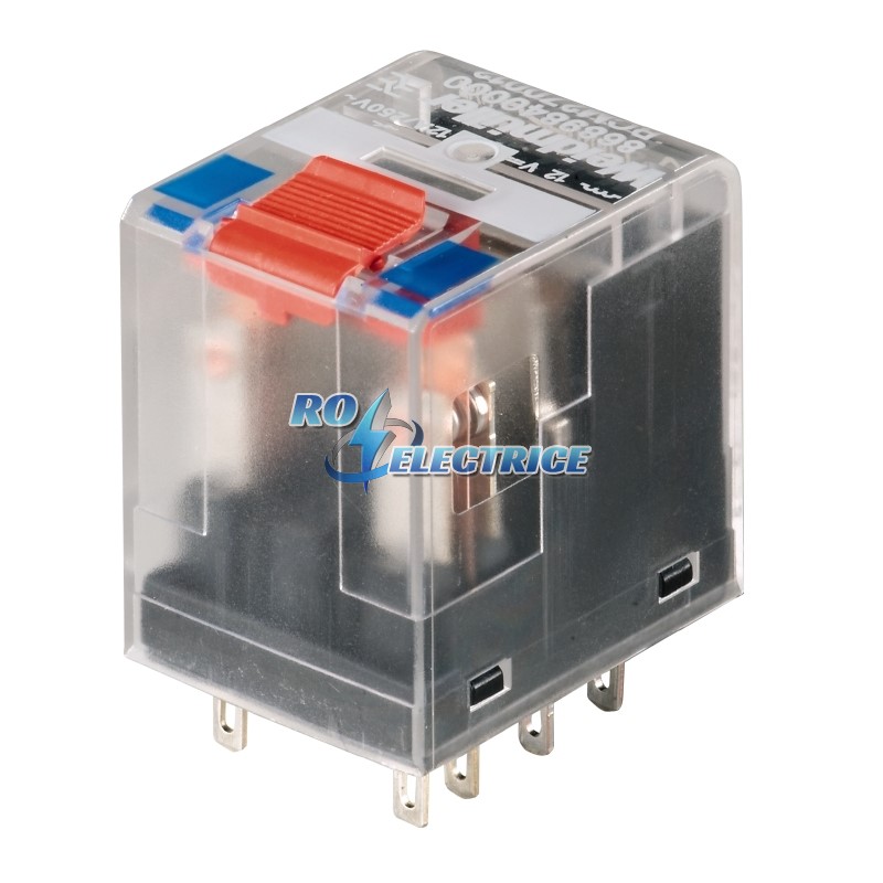 RCM270012; RIDERSERIES, Relais, No. of contacts: 2, CO contact with test button, AgNi 90/10, Rated control voltage: 12 V DC, Continuous current: 12 A,