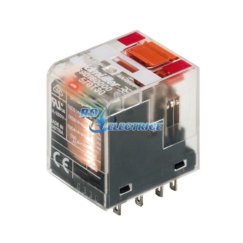 RCM570T30; RIDERSERIES, Relais, No. of contacts: 4, CO contact with test button, AgNi 90/10, Rated control voltage: 230 V AC, Continuous current: 6 A,