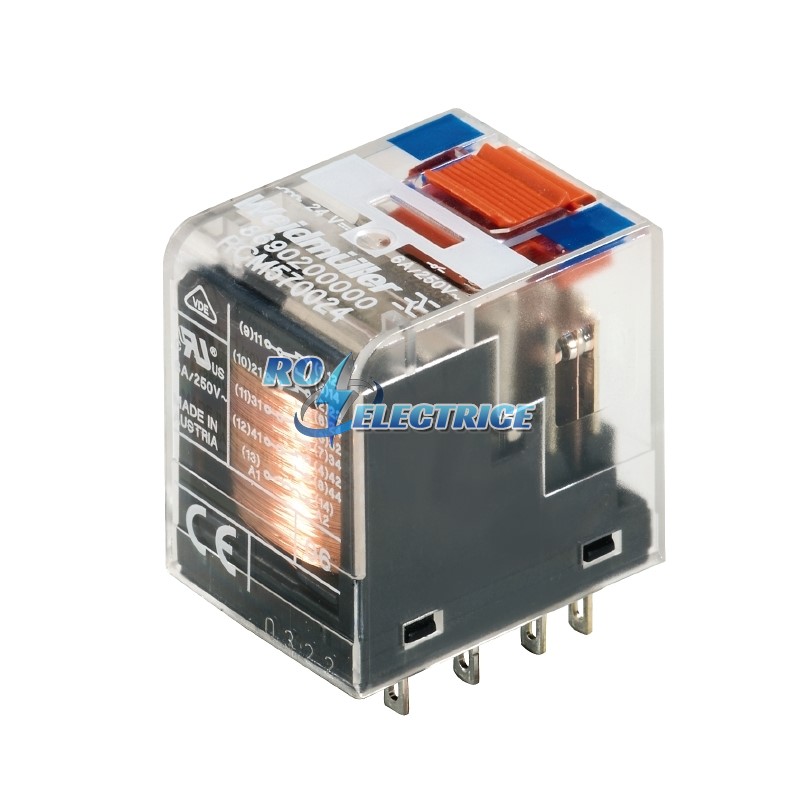 RCM570024; RIDERSERIES, Relais, No. of contacts: 4, CO contact with test button, AgNi 90/10, Rated control voltage: 24 V DC, Continuous current: 6 A, 