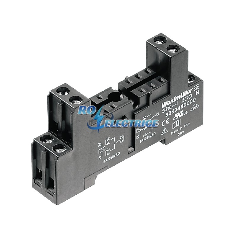 SRC-I 2CO N; RIDERSERIES, Relay base, Continuous current: 16 A(1, 8 A, Screw connection