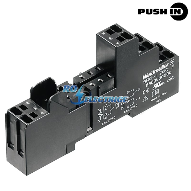 SRC-I 2CO P; RIDERSERIES, Relay base, Continuous current: 16 A(1, 8 A, PUSH IN spring connection