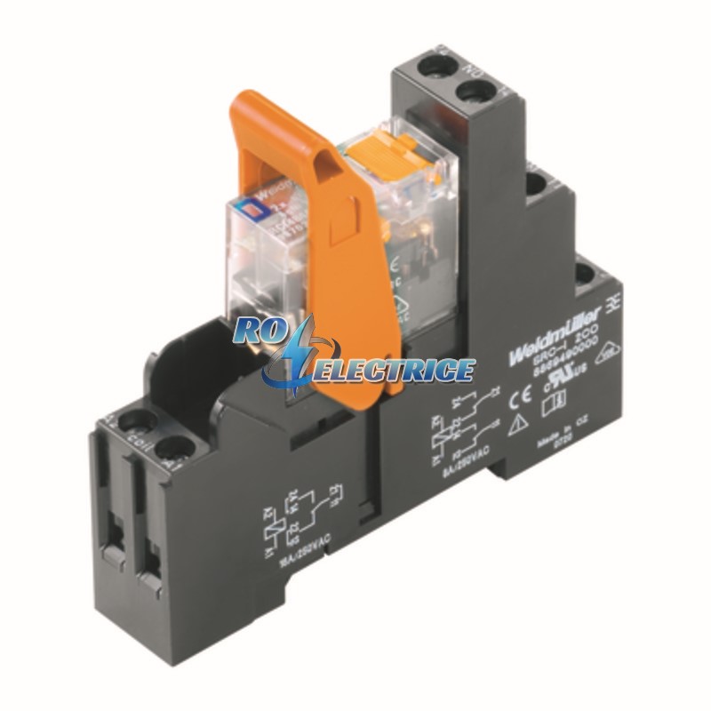 RCIKIT 24VDC 1CO LD/PB; RIDERSERIES, Relays, No. of contacts: 1, CO contact with test button, AgNi 90/10, Rated control voltage: 24 V DC, Continuous c